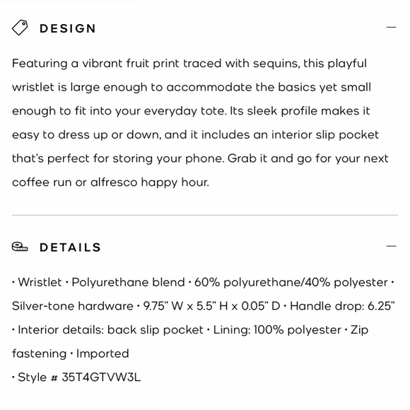 Michael Kors Jet Set Travel Large Sequined Fruit Print Wristlet - Picture 5 of 7